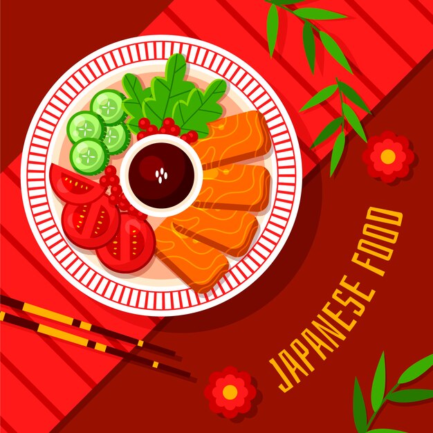 Free vector flat design japan food illustration