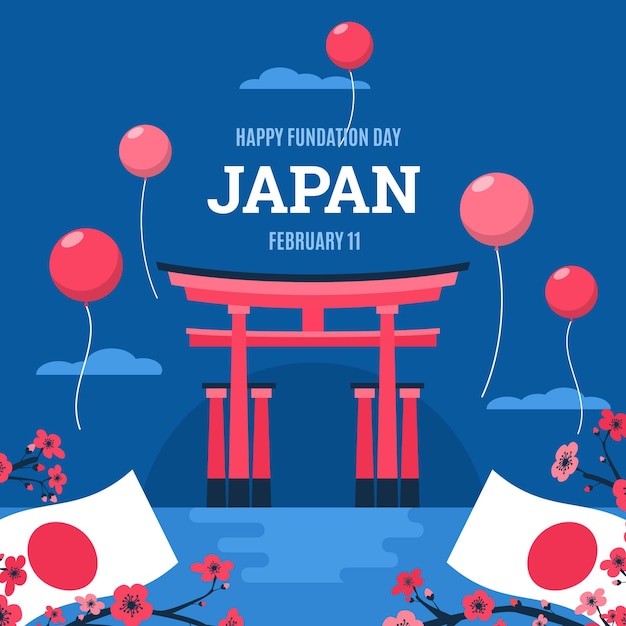 Flat design japan foundation day