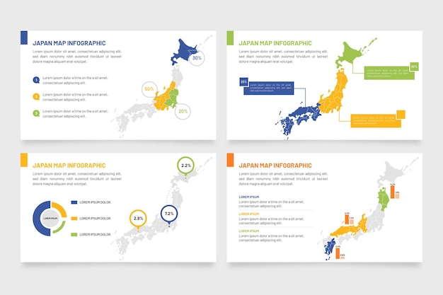 フラットデザイン日本地図インフォグラフィック