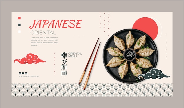 Flat design japanese food facebook template