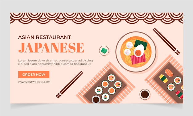 Flat design japanese food facebook template