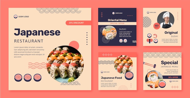 Flat design japanese restaurant instagram post