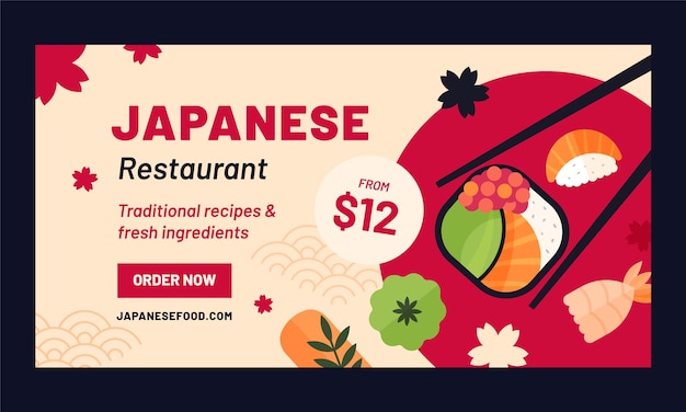 Free vector flat design japanese restaurant template design