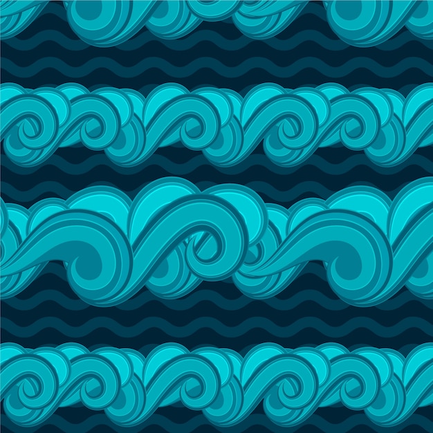 Free vector flat design japanese wave pattern design