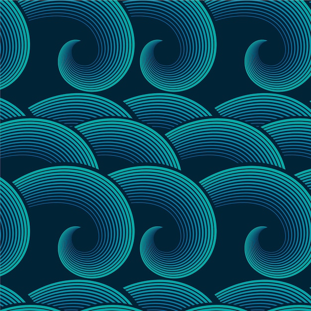 Flat design japanese wave pattern design