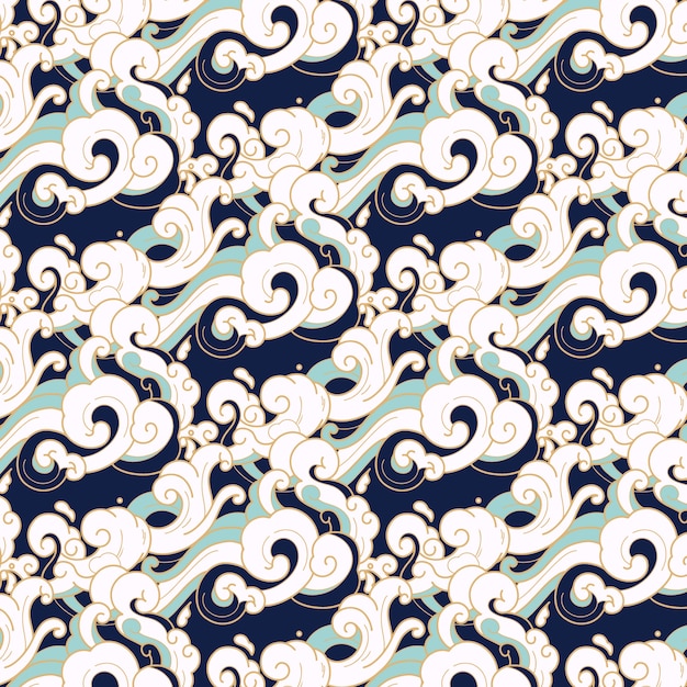 Free vector flat design japanese wave pattern design