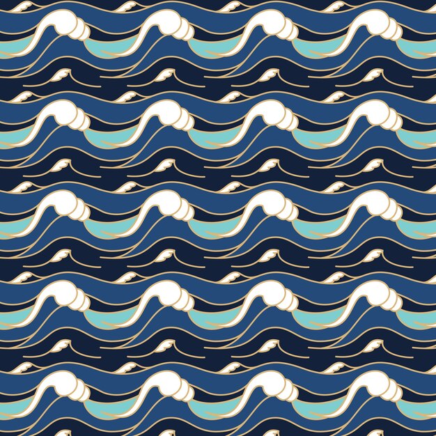 フラットデザイン日本の波模様デザイン