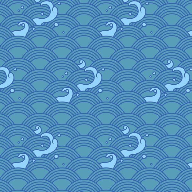 Flat design japanese wave pattern