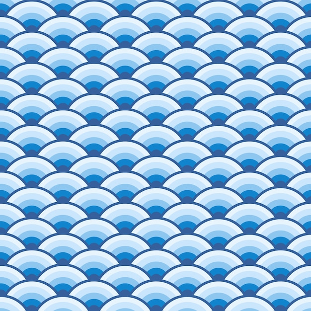 Flat design japanese wave pattern