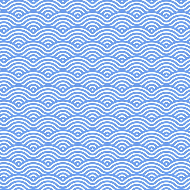 Flat design japanese wave pattern