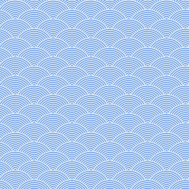 Flat design japanese wave pattern