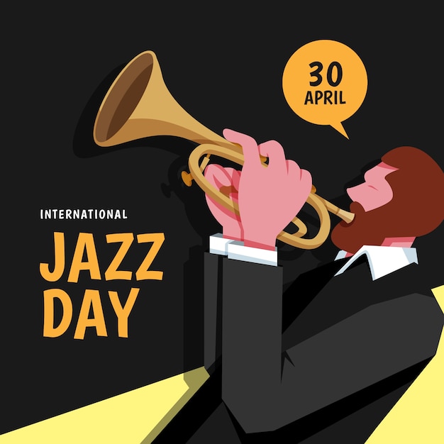 Flat design jazz day illustration of musician