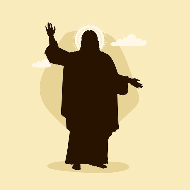 Иллюстрация силуэта иисуса в плоском дизайне