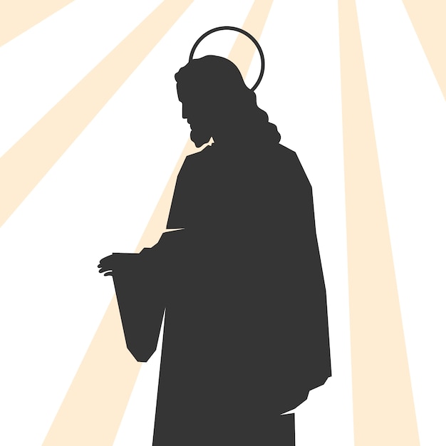 Бесплатное векторное изображение Силуэт иисуса в плоском дизайне