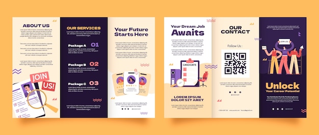 Flat  design job fair brochure template