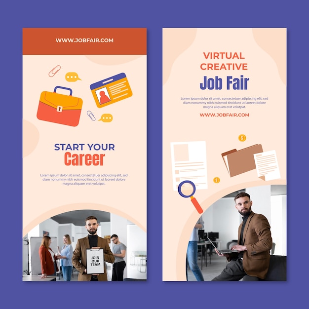 Free vector flat  design job fair   vertical banner