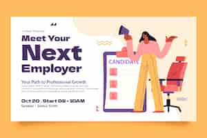 Free vector flat  design job fair webinar template