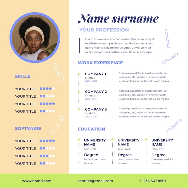 Flat design job hunting resume template