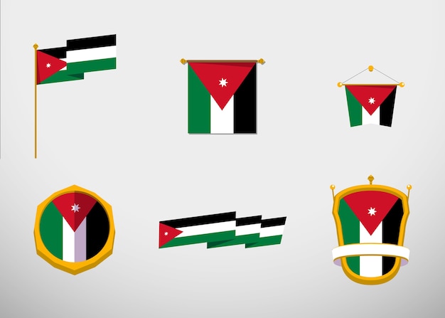 Vettore gratuito emblemi nazionali della giordania di design piatto
