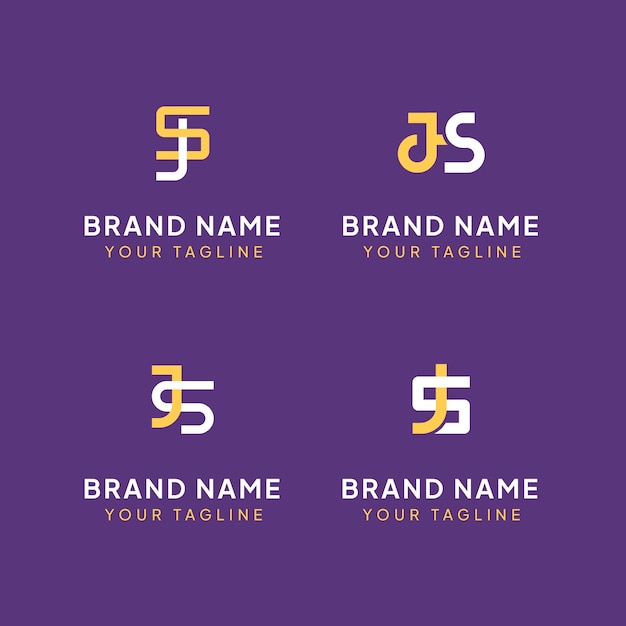 Flat design js monogram template