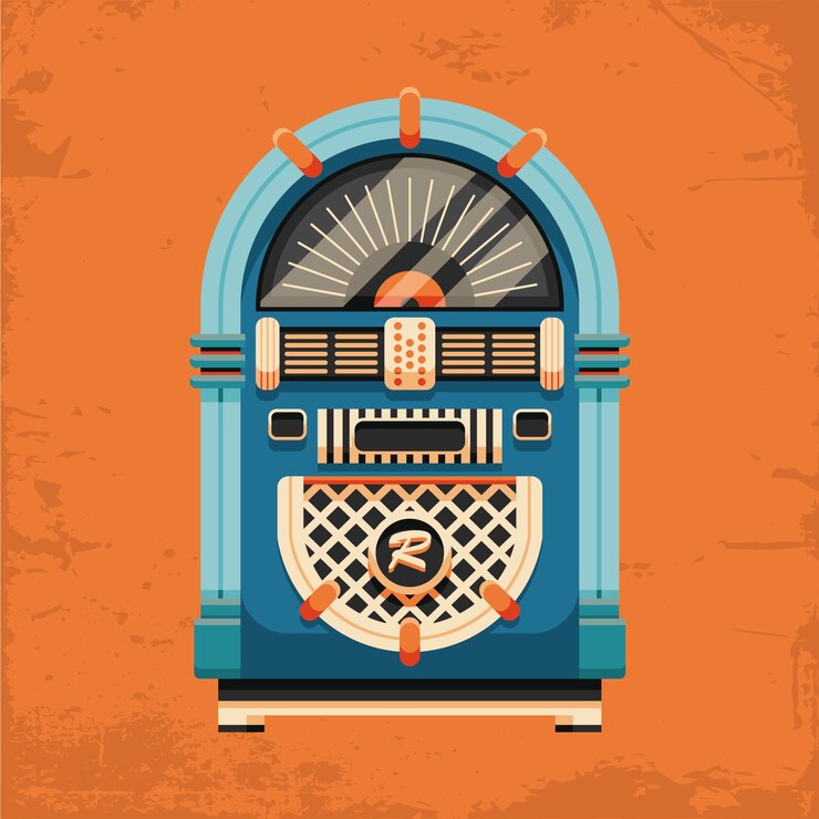 무료 Vector 평면 디자인 주크박스 그림