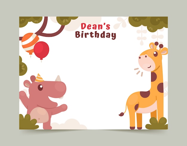 Photocall della festa di compleanno della giungla dal design piatto