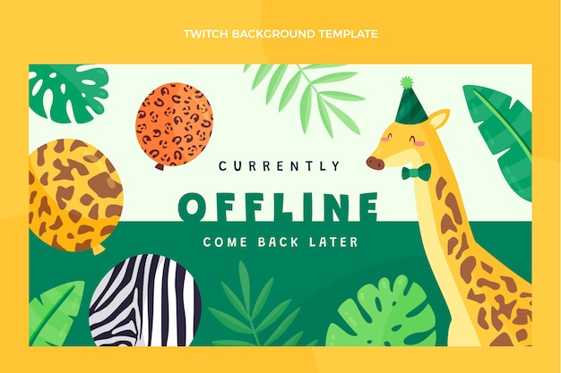 Free vector flat design jungle birthday party twitch background