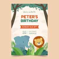 Free vector flat design jungle invitation template