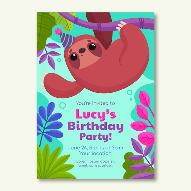 Flat design jungle invitation