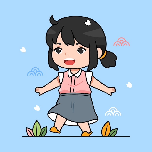 フラットなデザインのかわいい人のイラスト