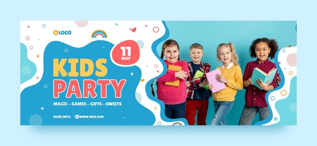 Flat design kids fashion facebook cover