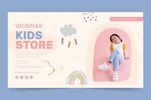 Free vector flat design kids store webinar template