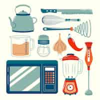 Free vector flat design kitchen element set