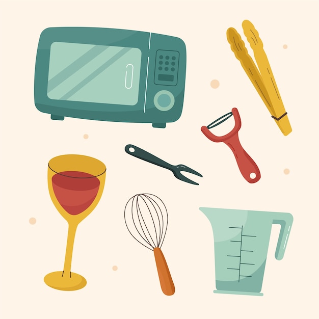 Free vector flat design kitchen utensils element set