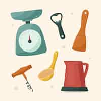 Free vector flat design kitchen utensils element set