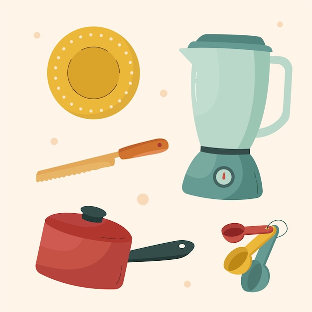 Free vector flat design kitchen utensils element set