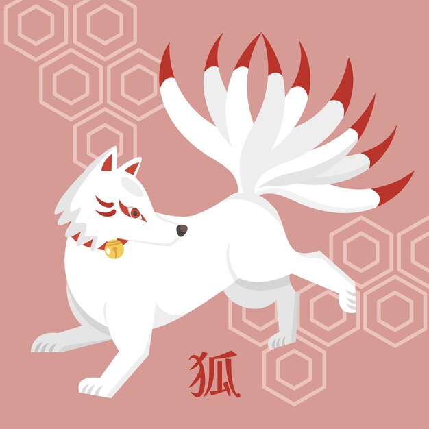 Flat design kitsune illustration