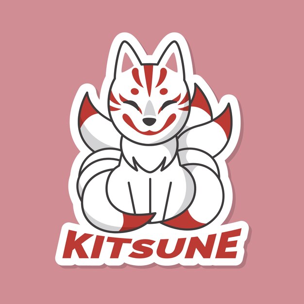 Flat design kitsune logo
