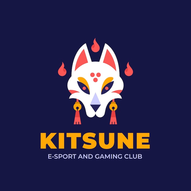 Flat design kitsune logo