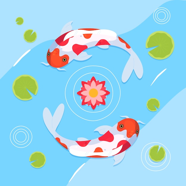 Illustrazione di pesce koi design piatto