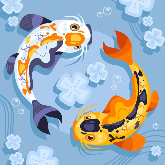 Flat design koi fish illustration