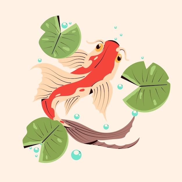 Free vector flat design koi fish illustration