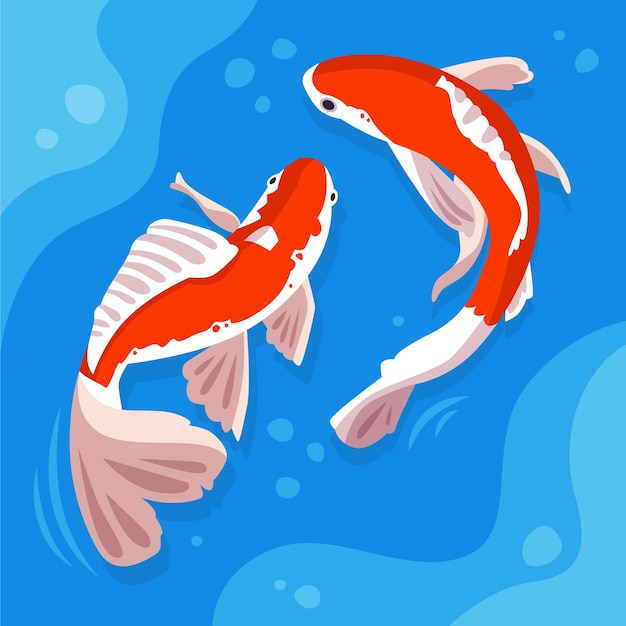 Vettore gratuito illustrazione di pesce koi design piatto