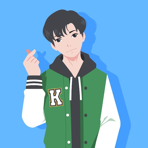 Free vector flat design korean drawing style character illustration