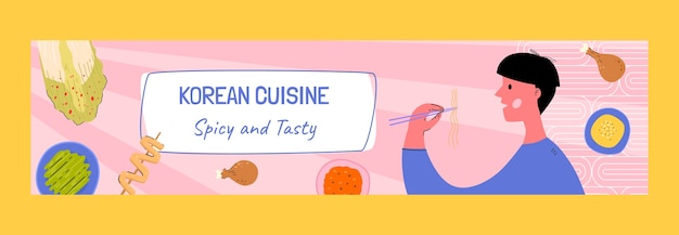 Flat design korean food restaurant twitch banner