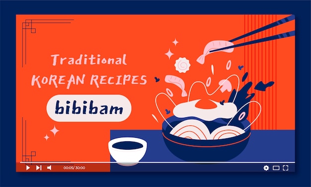 Flat design korean food restaurant youtube thumbnail