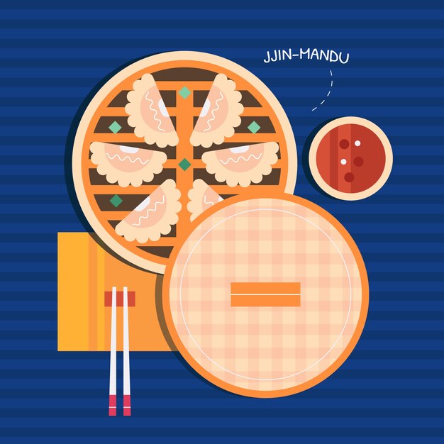 Flat design korean food