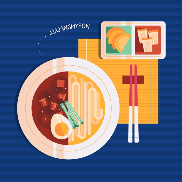 Flat design korean food