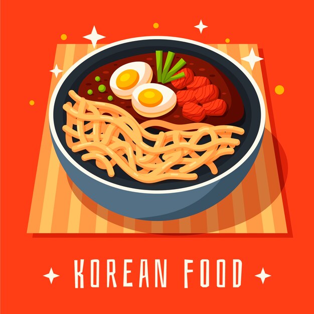 Flat design korean food