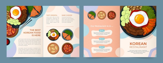 Flat design korean restaurant brochure